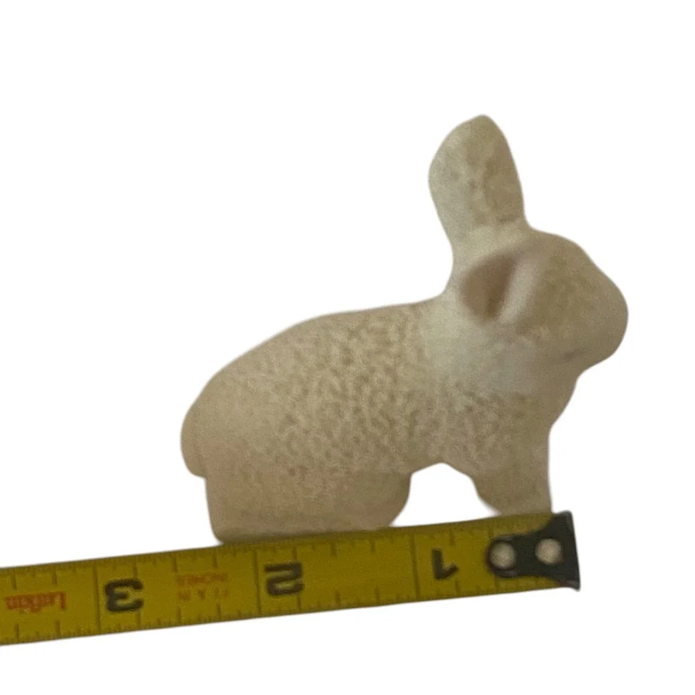 Vtg Dept 56 Textured Bunny Rabbit‎ Bisque Figurine White 1990 Easter Spring 4